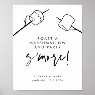 Poster Bar do Marshmallow S'mores, da Caligrafia Negra Mo