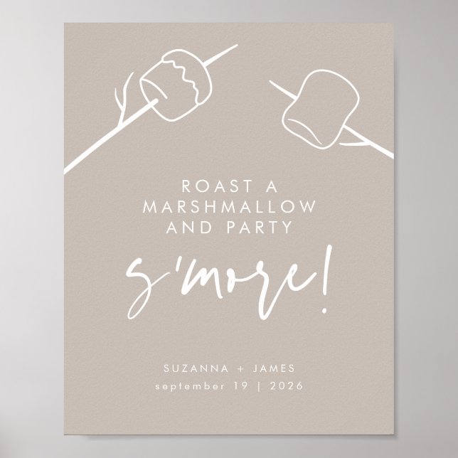 Poster Bar do Marshmallow S'mores do Taupe Moderno (Frente)