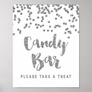 Poster Bar doce Casamento ou Chá Sinal Prata Confetti