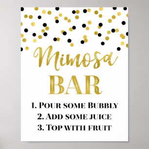 Poster Bar Dourado Negro Confetti Mimosa Casamento