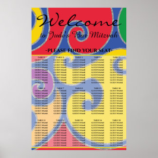 Poster Bar e Bat Mitzvah - Gráfico de Assentos Coloridos