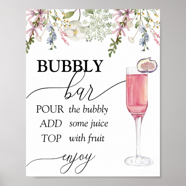 Poster Bar Espumante | Flor Silvestre Chic (Frente)