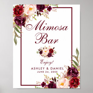 Poster Bar Floral Burgundy Mimosa