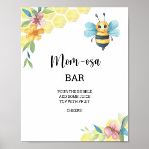 Poster Bar floral de abelha - Mom-osa