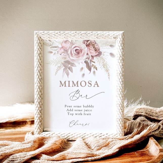 Poster Bar Floral Mimosa Rosa Blush Dusty (Criador carregado)