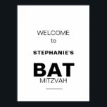 Poster Bar Formal Elegante Minimalista Mitzvah Bem-vindo<br><div class="desc">Este bar de boas-vindas minimalista elegante mitzvah é perfeito para uma simples celebração religiosa. A design de uma bela fonte em um fundo branco para elogiar seu evento.</div>