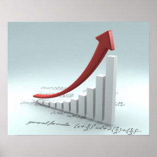 Pôster Bar graph and arrow with formula