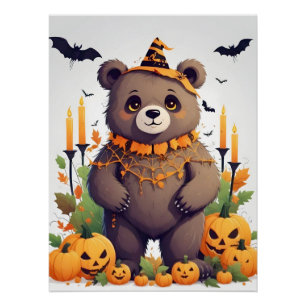 Pôster Bar Halloween Cartografia Animal Engraçada Adoráve