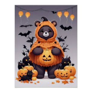 Pôster Bar Halloween Cartografia Animal Engraçada Adoráve