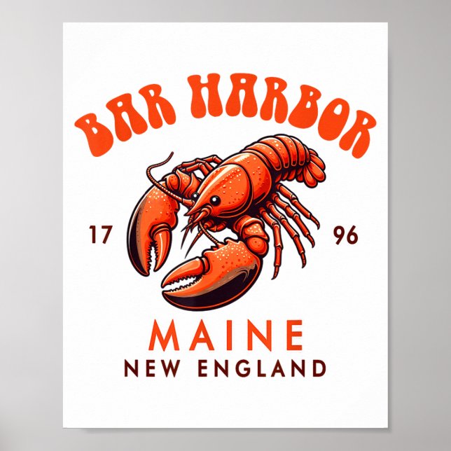 Poster Bar Harbor Maine New England Travel Funny Bar Harb (Frente)