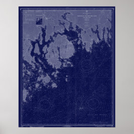 Poster Bar Harbour Monte Desert ME Map Náutica Art