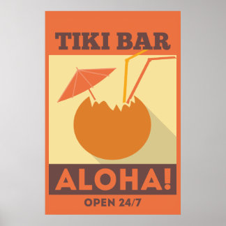 Poster Bar Hawaiian Aloha Tiki