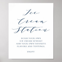 Poster Bar marinho Sorvete de Casamento de Script Minimal