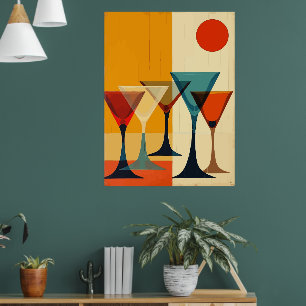 Poster Bar Martini Moderno de Meados do Século Arte Vetor