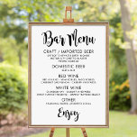 Pôster Bar Menu Modern Black Manuscrito Manuscrito Casame<br><div class="desc">O moderno sinal do "Menu Bar" do casamento apresenta um esquema de cores preto e branco moderno com letras maiúsculas e robustas tipografia de escrita manual com detalhes de rolagem de na moda. Personalize o texto personalizado casual,  mas elegante,  com todas as opções de bebida/bebida de casamento. Aproveite!</div>
