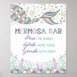 Poster Bar Mermosa Mermaid Sinal de Bar Mimosa Chá de Beb