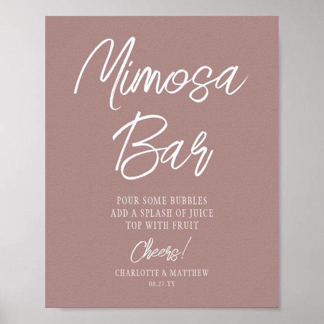 Poster Bar Mimosa Anima Rosa de Script Moderno Dourado (Frente)