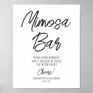 Poster Bar Mimosa Anima Script Preto Manuscrito Moderno