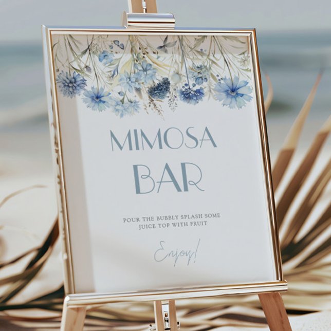 Poster BAR Mimosa Chá de fraldas de Hydrangea Azul DUSTY (Criador carregado)