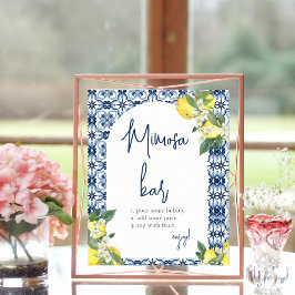 Poster Bar Mimosa Chá de panela de Lemon de Aquarela