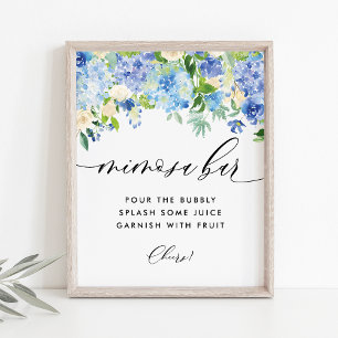 Poster Bar Mimosa Chá de panela Hydrangea Azul