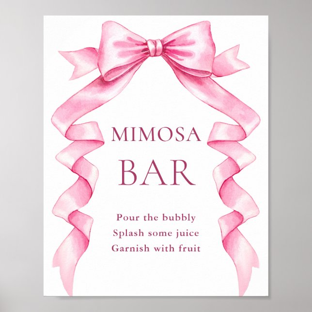 Poster Bar Mimosa, Chá de panela Rosa, Gentil Elegante (Frente)