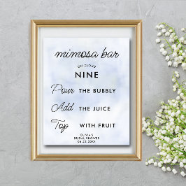 Poster Bar Mimosa Cloud 9 Chá de panela Pastel Blue Chic