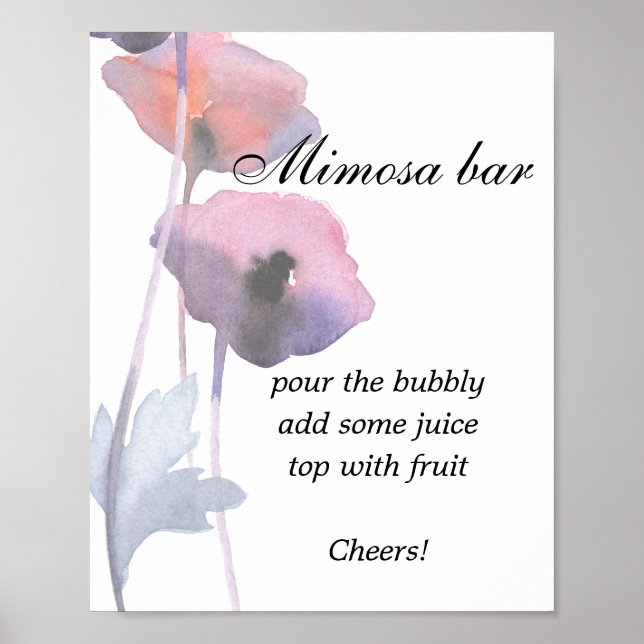 Poster Bar Mimosa com papoula de blush roxo    (Frente)
