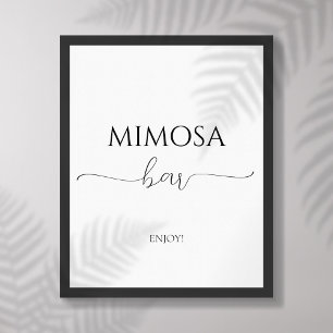 Poster Bar Mimosa de Chá de panela de Script Mínimo Simpl