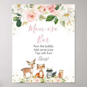 Poster Bar Mimosa do Chá de fraldas Floral do Woodland B