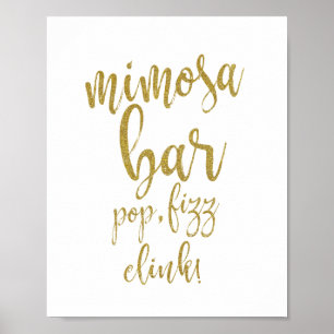 Poster Bar Mimosa Dourado Sinal de Casamento 8x10