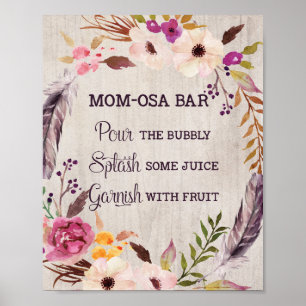 Poster Bar Mimosa Momosa - Sinal de Chá de fraldas Floral