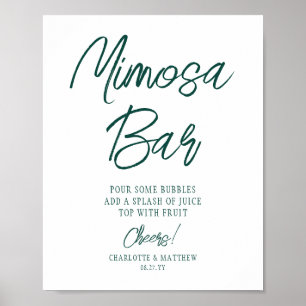 Poster Bar Mimosa Parabéns Moderno Rótulo Verde Esmeralda