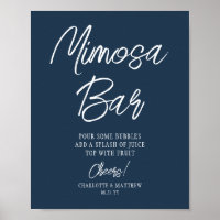 Bar Mimosa Parabéns Moderno Script Azul Marinho