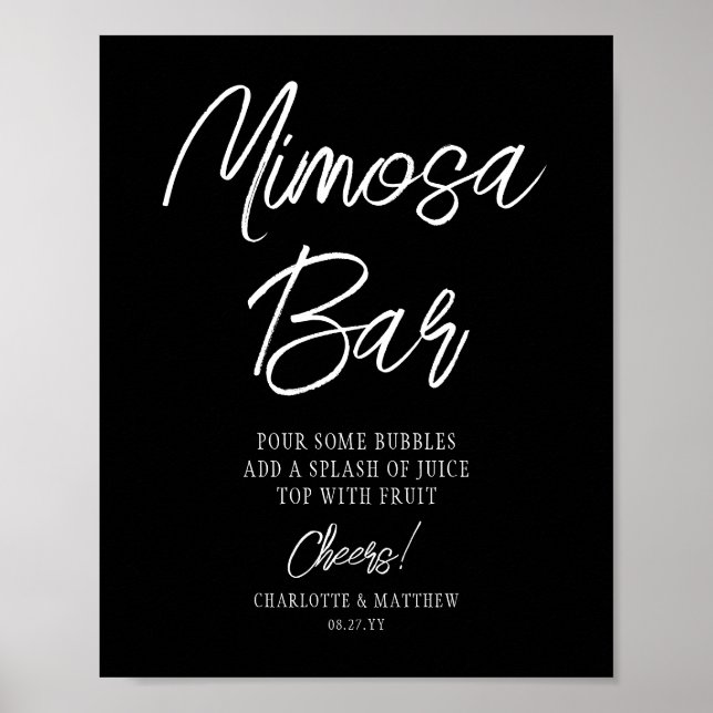 Poster Bar Mimosa Parabéns Moderno Script Manuscrito Pret (Frente)
