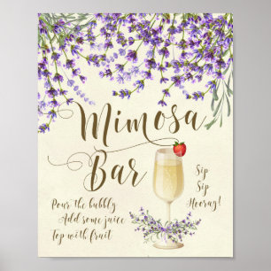 Pôster Bar Mimosa Sinal de Casamento Lilac lavanda roxa