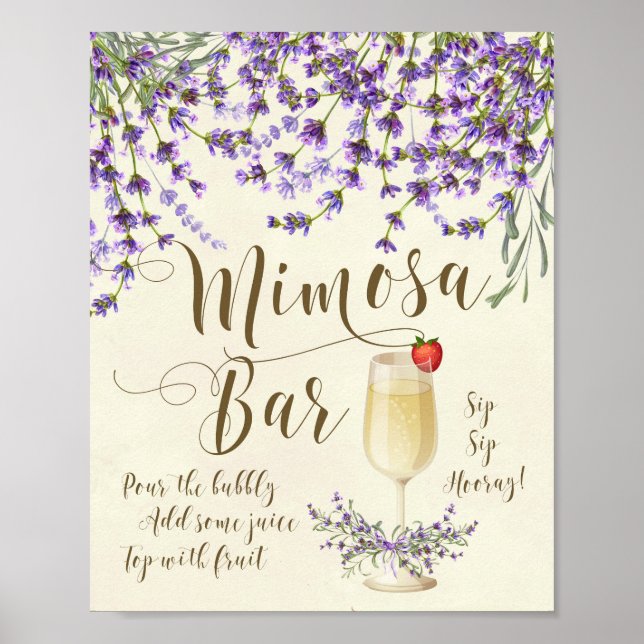 Pôster Bar Mimosa Sinal de Casamento Lilac lavanda roxa (Frente)