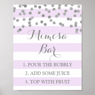Poster Bar Mimosa - Sinal de Lavanda Stripes Prateado