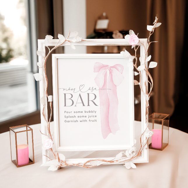 Poster Bar Mínimo de Arco Rosa Chá de fraldas Momosa (Criador carregado)