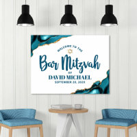 Bar Mitzvah Bold Typografia Turquoise Dourada Boas
