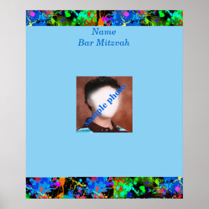 Pôster Bar Mitzvah Neon Paint - Sinal de fotos no Conselh