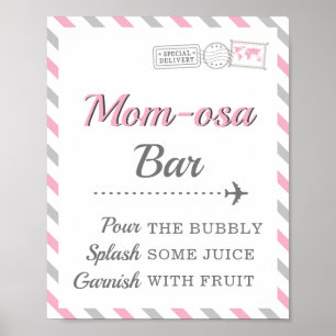 Poster Bar Mom-osa Mimosa Bebida Viagem Avião Festa