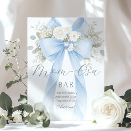 Poster Bar Momosa Azul Laço Floral Bubbly Bar
