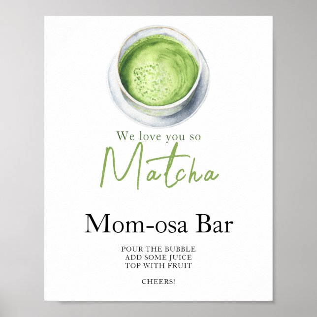 Poster Bar Momosa chá de fraldas latte Matcha (Frente)