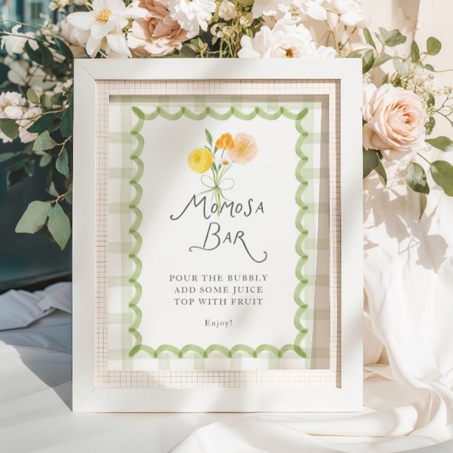 Poster Bar Momosa de Chuveiro de Bebê com Buquê Floral (Criador carregado)