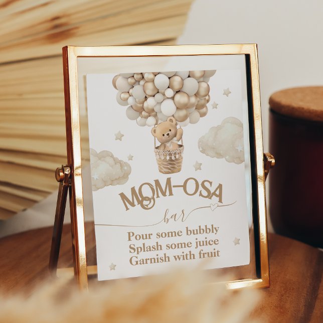 Poster Bar momosa do Chá de fraldas Balão do Urso de Tedd (Criador carregado)