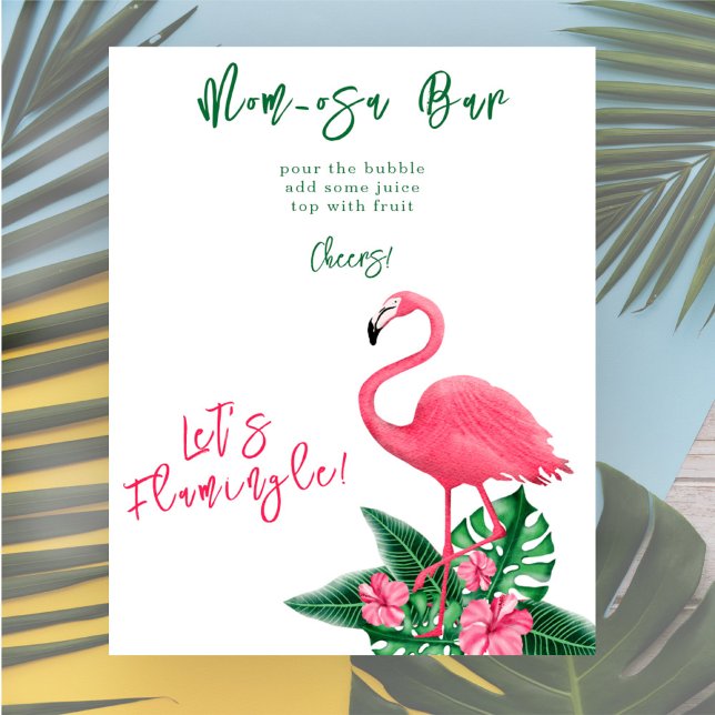 Poster Bar Momosa para chá de bebê de flamingo (Criador carregado)