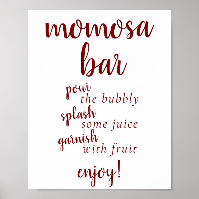 Poster Bar Momosa Simples | Candy Apple Red Qualquer Sina (Frente)