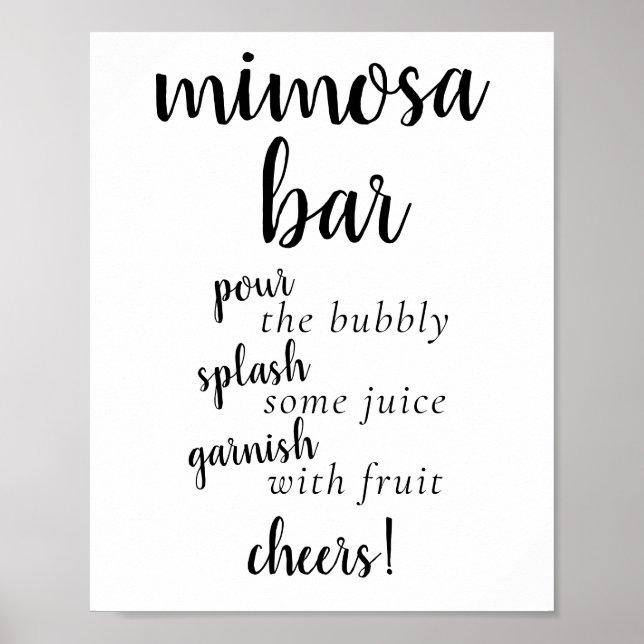Poster Bar Momosa Simples | Script Preto Qualquer Sinal D (Frente)