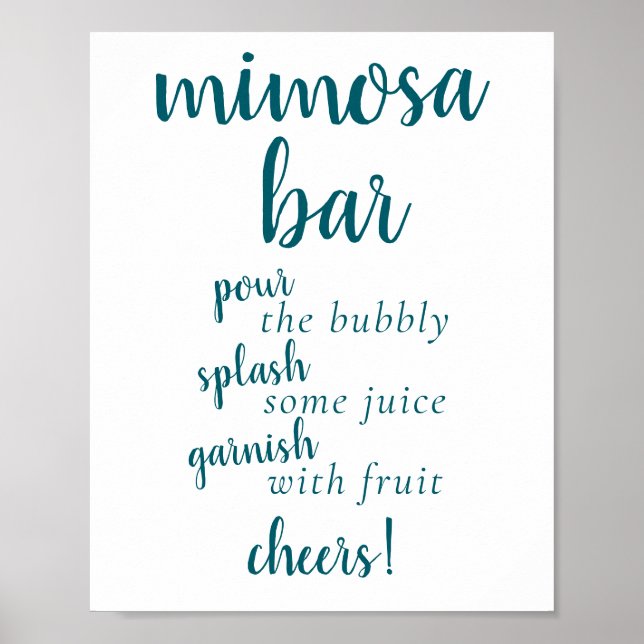 Poster Bar Momosa Simples | Teal Verde Qualquer Sinal De  (Frente)